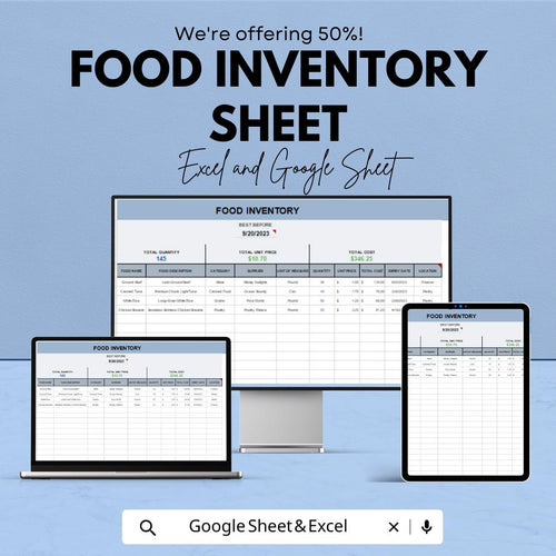 Food Inventory Sheet Template - Excel and Google Sheets - Track Inventory, Expiry Dates, & Manage Stock Effortlessly