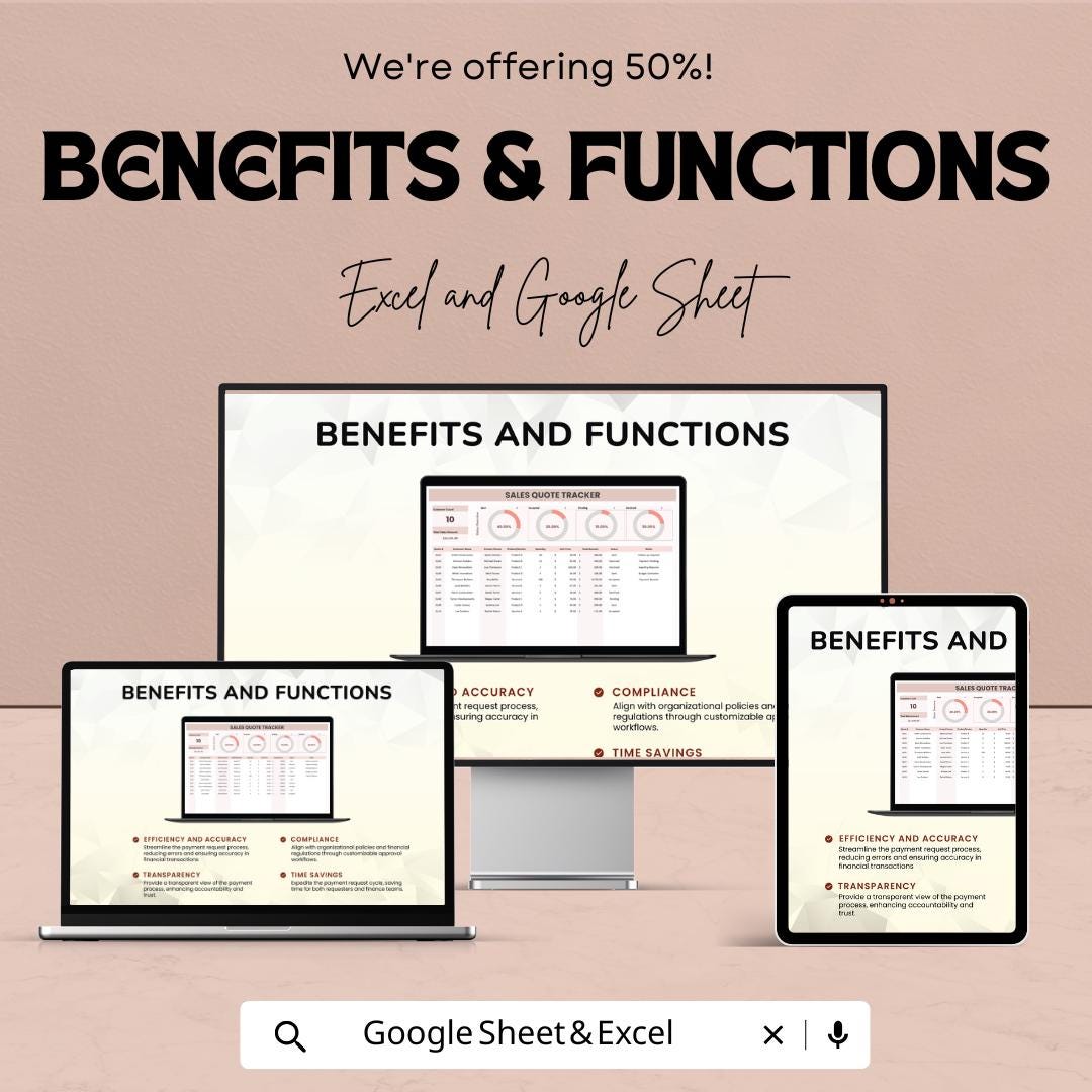 Sales Quote Tracker Sheet | Sales Quote Management | Excel & Google Sheets Template | Sales Performance Tracking | 50% Off