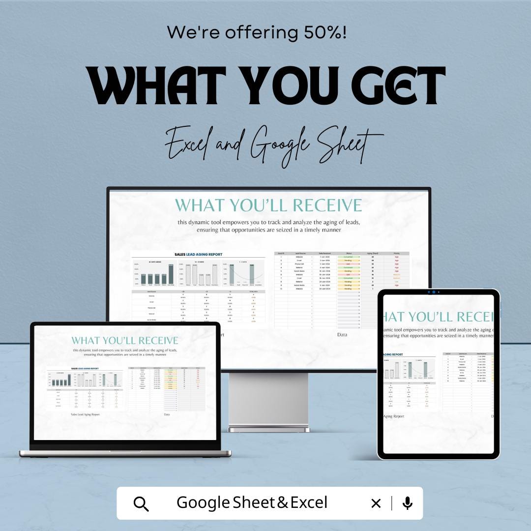 Sales Lead Aging Report Template |  Lead Pipeline Aging Analysis | Sales Follow-Up Tracker | Sales Lead Status Report
