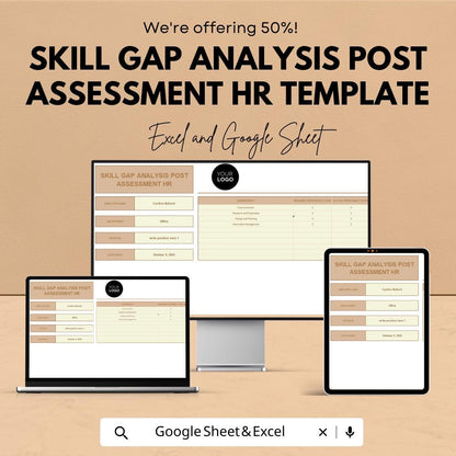 Skill Gap Analysis Post Assessment HR Template | Employee Skills Matrix | Training Needs Analysis | Excel & Google Sheets