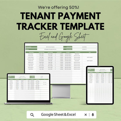Tenant Payment Tracker Template | Rental Income Spreadsheet | Landlord Rent Tracker & Property Management Sheet