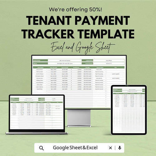 Tenant Payment Tracker Template | Rental Income Spreadsheet | Landlord Rent Tracker & Property Management Sheet