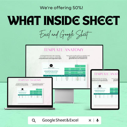 Administration Office Supplies Inventory Template | Excel & Google Sheets | Office Inventory Tracker | Supply Stock Management Spreadsheet