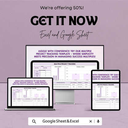 Multiple Project Tracking Template | Project Management Tracker | Task and Milestone Planner | Team Workflow Dashboard