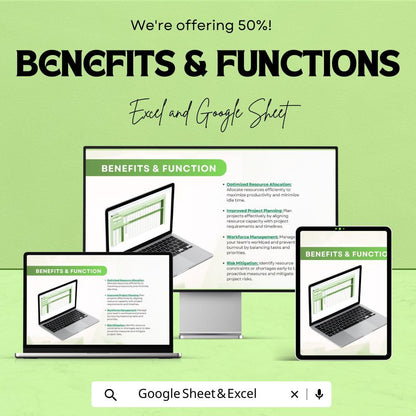 Resource Capacity Planning Template for Excel & Google Sheets | Project Team Workload Tracker | Employee Utilization Sheet