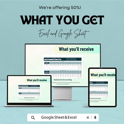 Restaurant Accounting Template | Restaurant Finance Tracker | Income Expense Template | Restaurant Profit and Loss Sheet