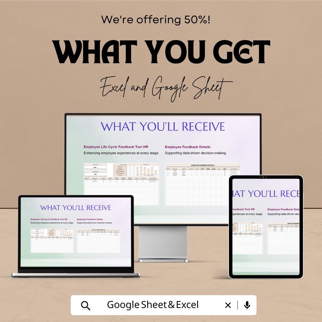 Employee Life Cycle Feedback Tool HR | Employee Experience Tracker | HR Feedback System | Excel & Google Sheets