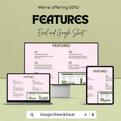 Small Business Stock Template | Inventory Tracker Excel and Google Sheets | Stock Management Spreadsheet | Sales & Inventory Tool