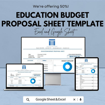 Education Budget Proposal Sheet Template | School Budget Planner  | Academic Financial Planning Spreadsheet | Editable Budget Tracker