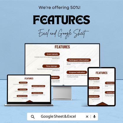 Attendance Sign-In Sheet | Excel & Google Sheets Template | Employee Attendance Tracker | Event Sign-In Sheet | Instant Download