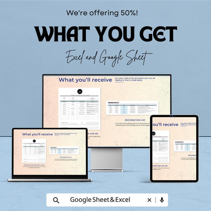 Employee Recognition Log HR Template, Excel & Google Sheets, Staff Appreciation Tracker, Employee Awards Log, HR Performance Spreadsheet