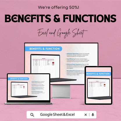 Hotel Inventory Template | Hospitality Stock Management Spreadsheet | Excel & Google Sheets Hotel Inventory Tracker | Stock In Stock Out Log