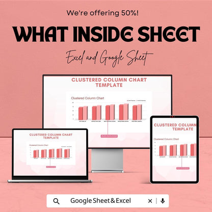 Clustered Column Chart Sheet - Excel & Google Sheets Template for Data Visualization and Comparison