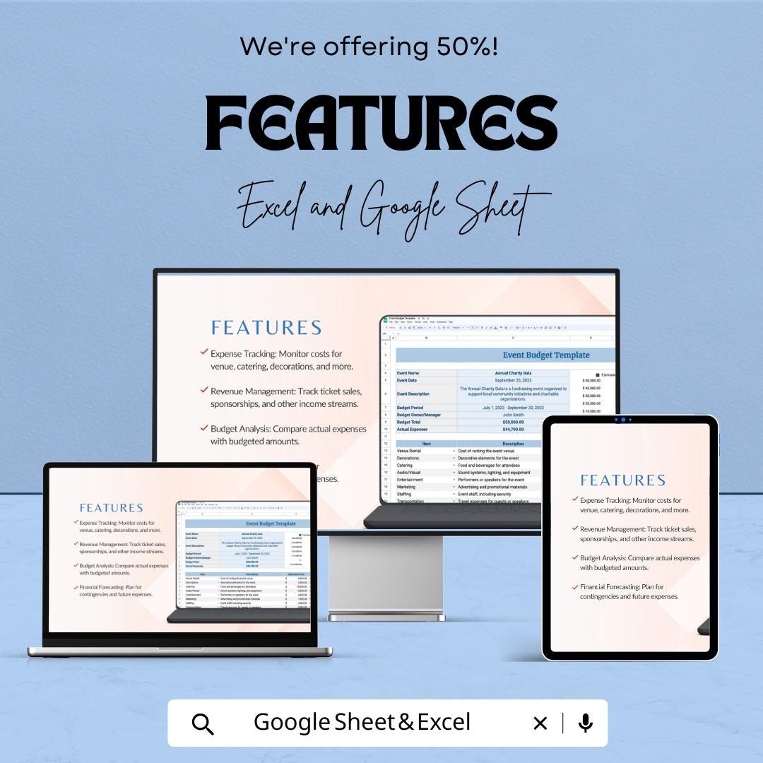 Event Budget Template | Event Planning Budget Planner | Wedding Budget Spreadsheet | Party Expense Tracker | Editable Template