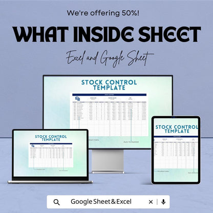 Stock Control Template Excel & Google Sheets | Inventory Management Spreadsheet | Stock Tracker for Small Business | Product Inventory Log