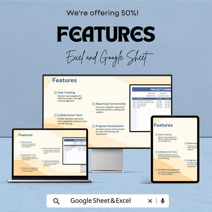 Project Completing Tracker Template, Project Progress Tracker, Completion Log Spreadsheet, Project Management Tracker