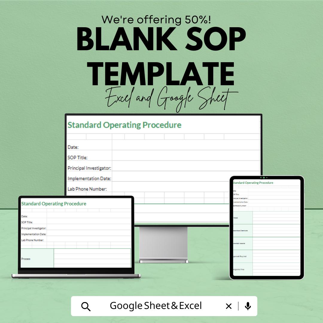 Blank SOP Template | Standard Operating Procedure Template | Excel & Google Sheets | Business Process Document | Editable SOP Form