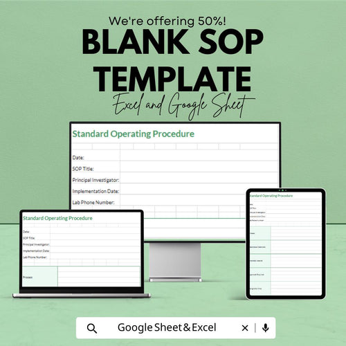 Blank SOP Template | Standard Operating Procedure Template | Excel & Google Sheets | Business Process Document | Editable SOP Form