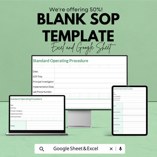 Blank SOP Template | Standard Operating Procedure Template | Excel & Google Sheets | Business Process Document | Editable SOP Form