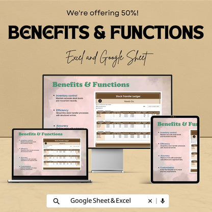 Stock Transfer Ledger Template Excel Google Sheets | Share Transfer Tracker | Corporate Stock Register | Shareholder Transfer Log |