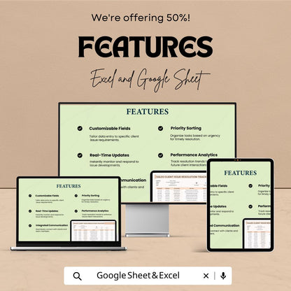 Sales Client Issue Resolution Tracker Template, Customer Issue Log, Client Support Tracker, CRM Spreadsheet