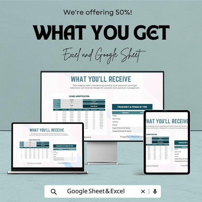 Lease Amortization Schedule Template | Lease Payment Calculator Spreadsheet | Loan Amortization Table | Financial Planning Tool