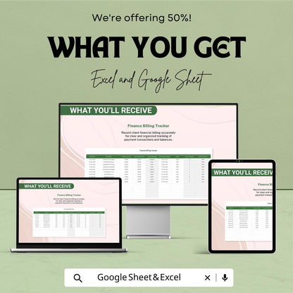 Finance Billing Efficiency Analysis Template | Billing Tracker Spreadsheet | Cash Flow Reporting Sheet | Financial Analysis Tool
