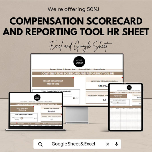 Compensation Scorecard and Reporting Tool HR Sheet - Excel & Google Sheets Template, Employee Compensation Tracker,