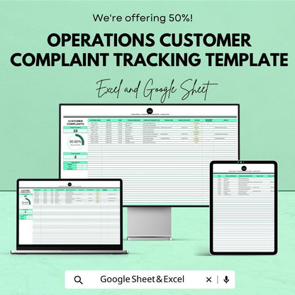 Operations Customer Complaint Tracking Template | Complaint Management Spreadsheet | Excel & Google Sheets