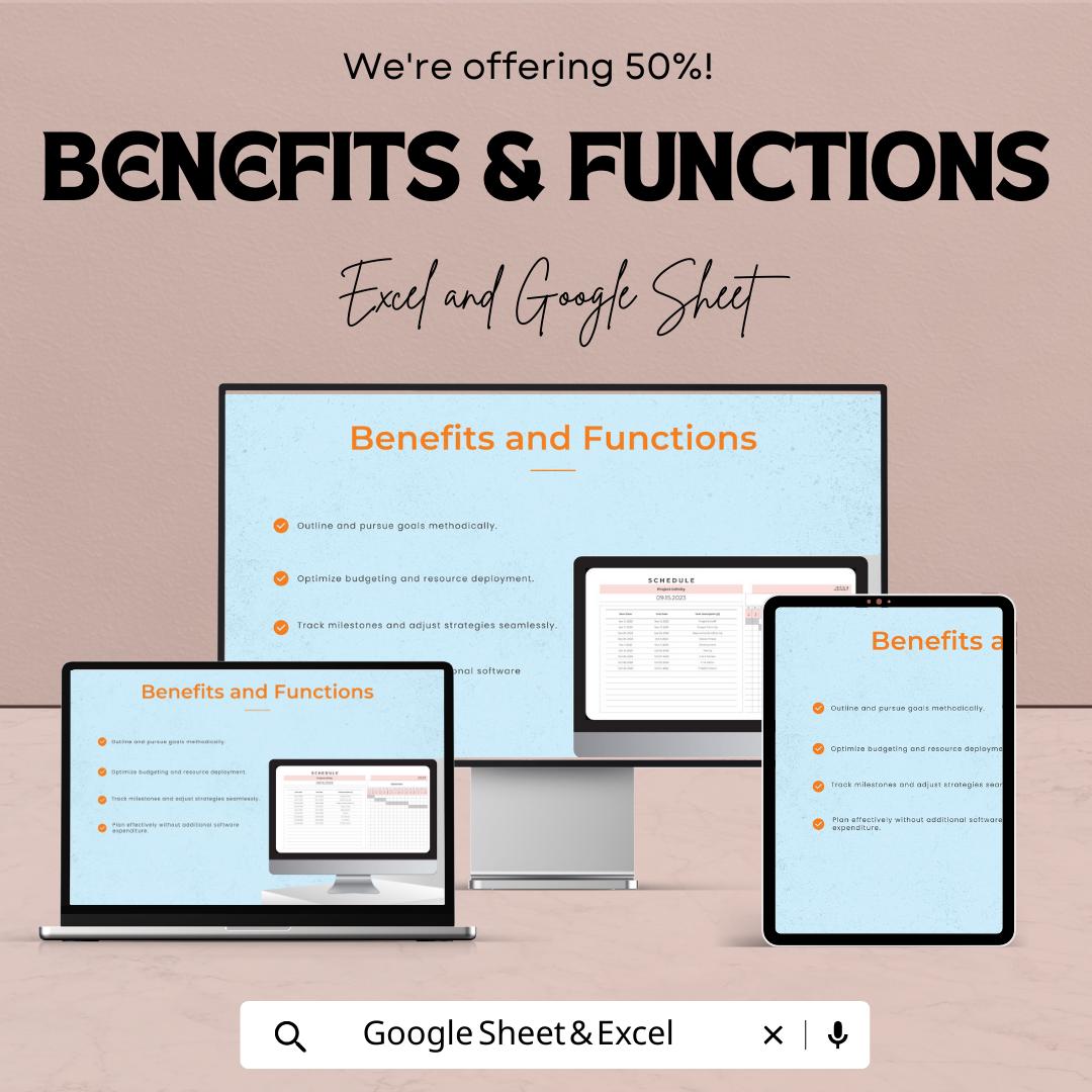 Project Schedule Template | Excel and Google Sheets Project Timeline Planner | Task & Deadline Tracker | Project Management Spreadsheet