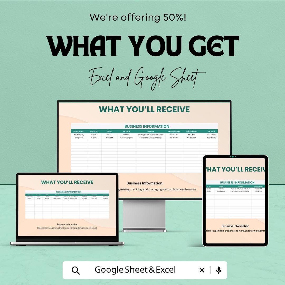 Startup Business Budget Template | Business Budget Spreadsheet | Startup Expense Tracker | Excel & Google Sheets | Financial Planning Sheet