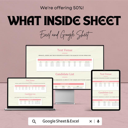 Test Venue and Resource Allocation Sheet | HR Template | Excel & Google Sheets | Exam Planning Tool | Workforce Scheduling Sheet