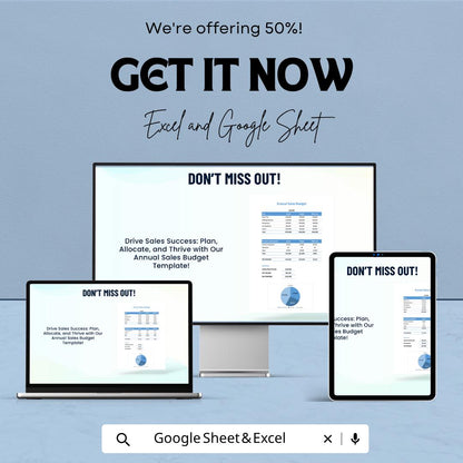 Annual Sales Budget Template | Sales Forecast Spreadsheet | Revenue Tracker Sheet | Income Expense Tracker