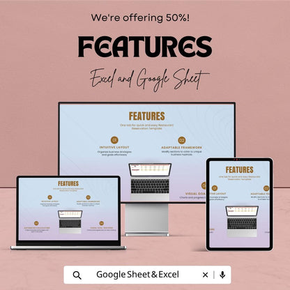 Restaurant Reservation Template | Booking Tracker Spreadsheet | Table Reservation Log | Restaurant Booking Management Sheet