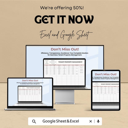 Tenant Property Management Template, Rental Management Spreadsheet, Landlord Tenant Tracker, Maintenance Log