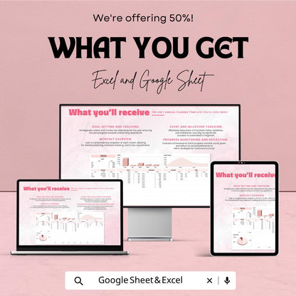 Annual Planner Template | Yearly Budget Planner | Goal Tracker Spreadsheet | Financial Planner | Digital Planner