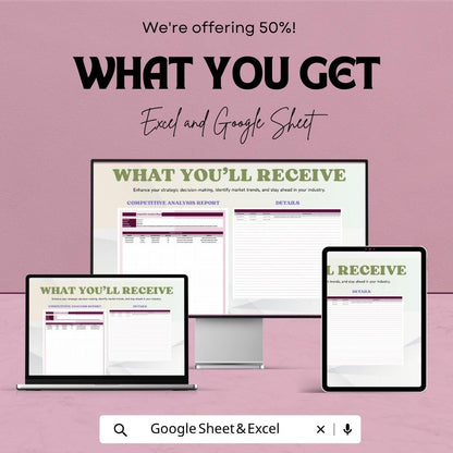 Competitive Analysis Report Template | Market Research Spreadsheet | Competitor Tracking Report | Business Strategy Template |