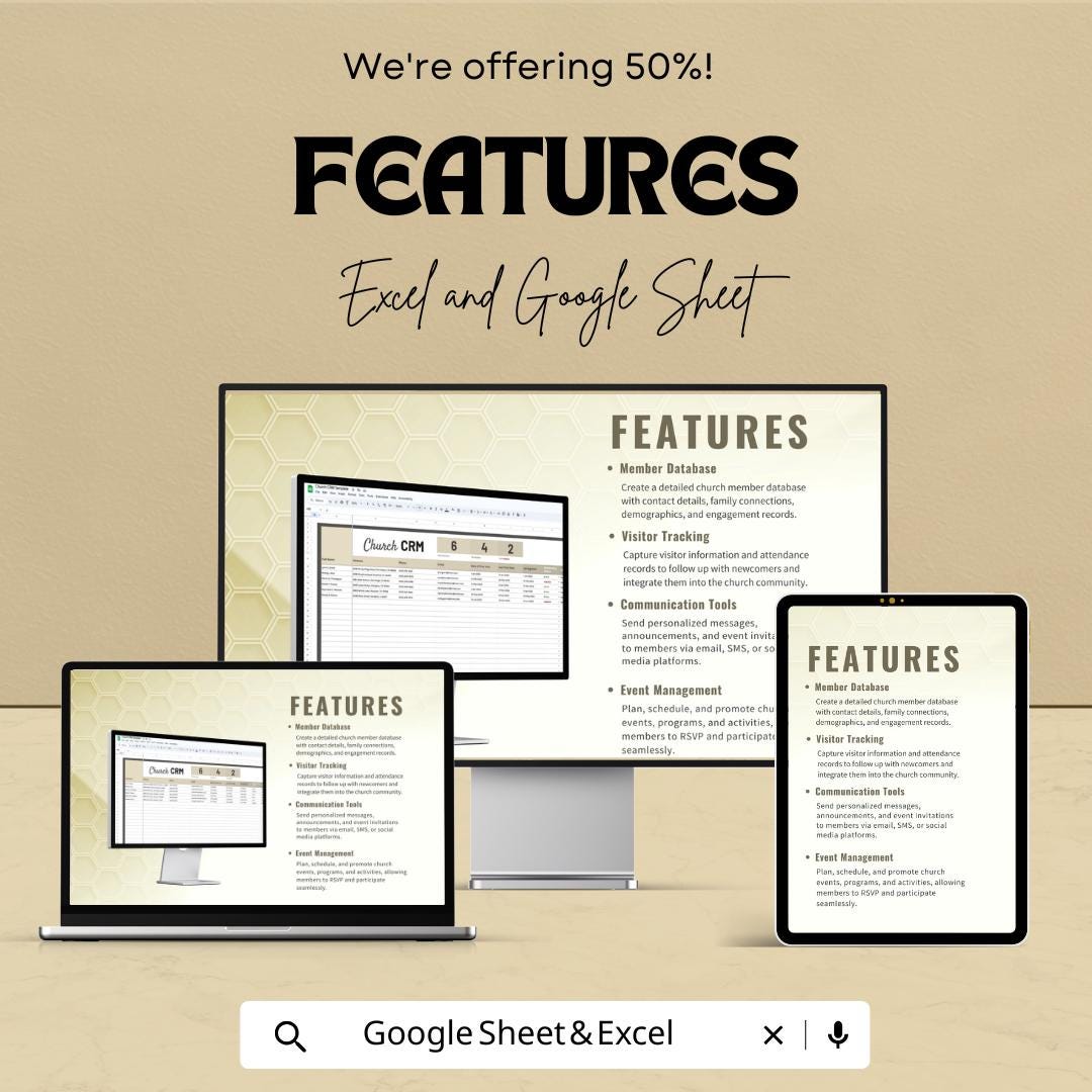 Church CRM Template Excel & Google Sheets | Church Management System | Member Database | Ministry Administration Spreadsheet