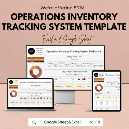 Operations Inventory Tracking System Template | Stock Management Dashboard | Inventory Control Tracker | Business Spreadsheet