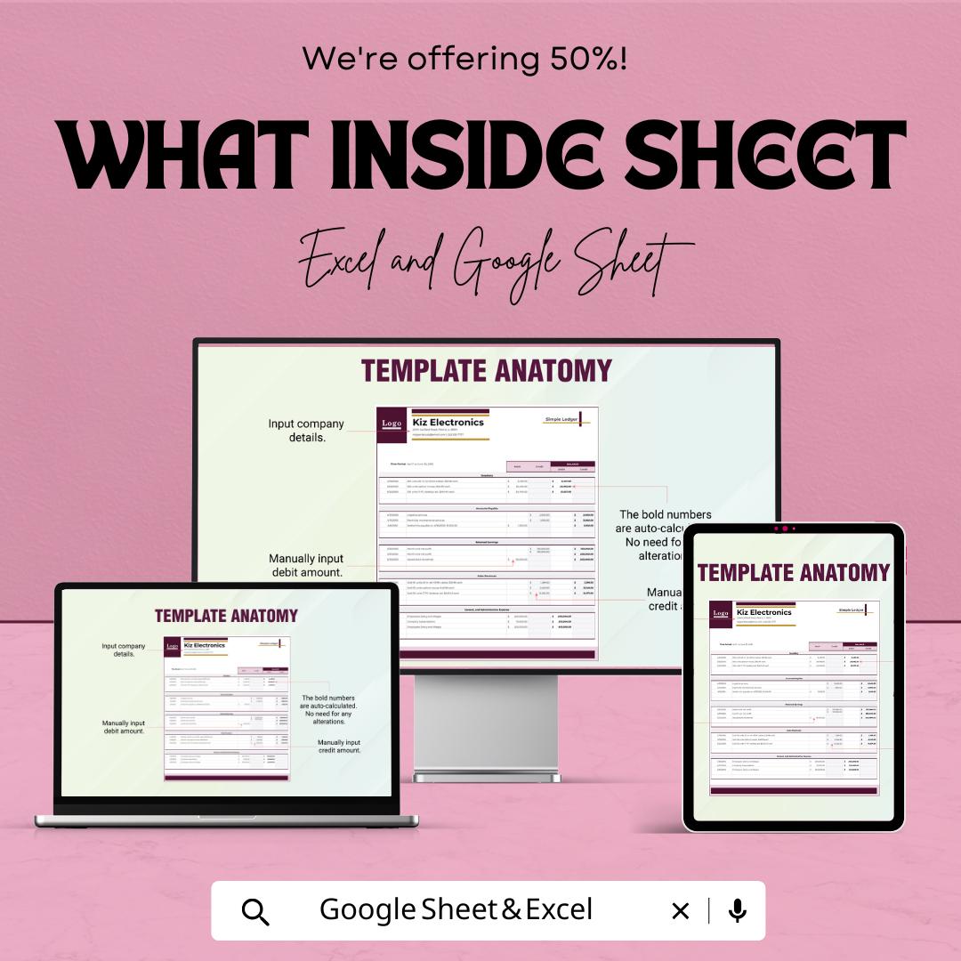 Simple Ledger Template | Basic Accounting Ledger | Debit & Credit Tracker | Small Business Finance Spreadsheet