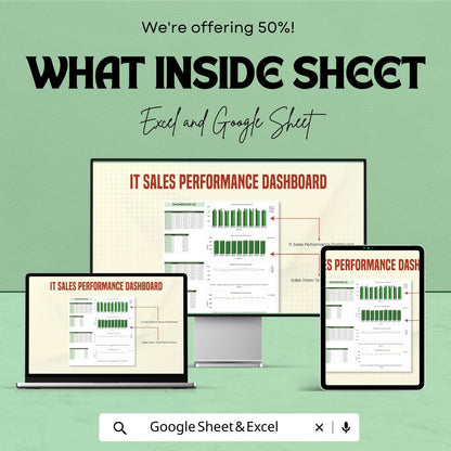 IT Sales Performance Dashboard Template | Excel & Google Sheets | Sales KPI Dashboard | Sales Analytics Tracker