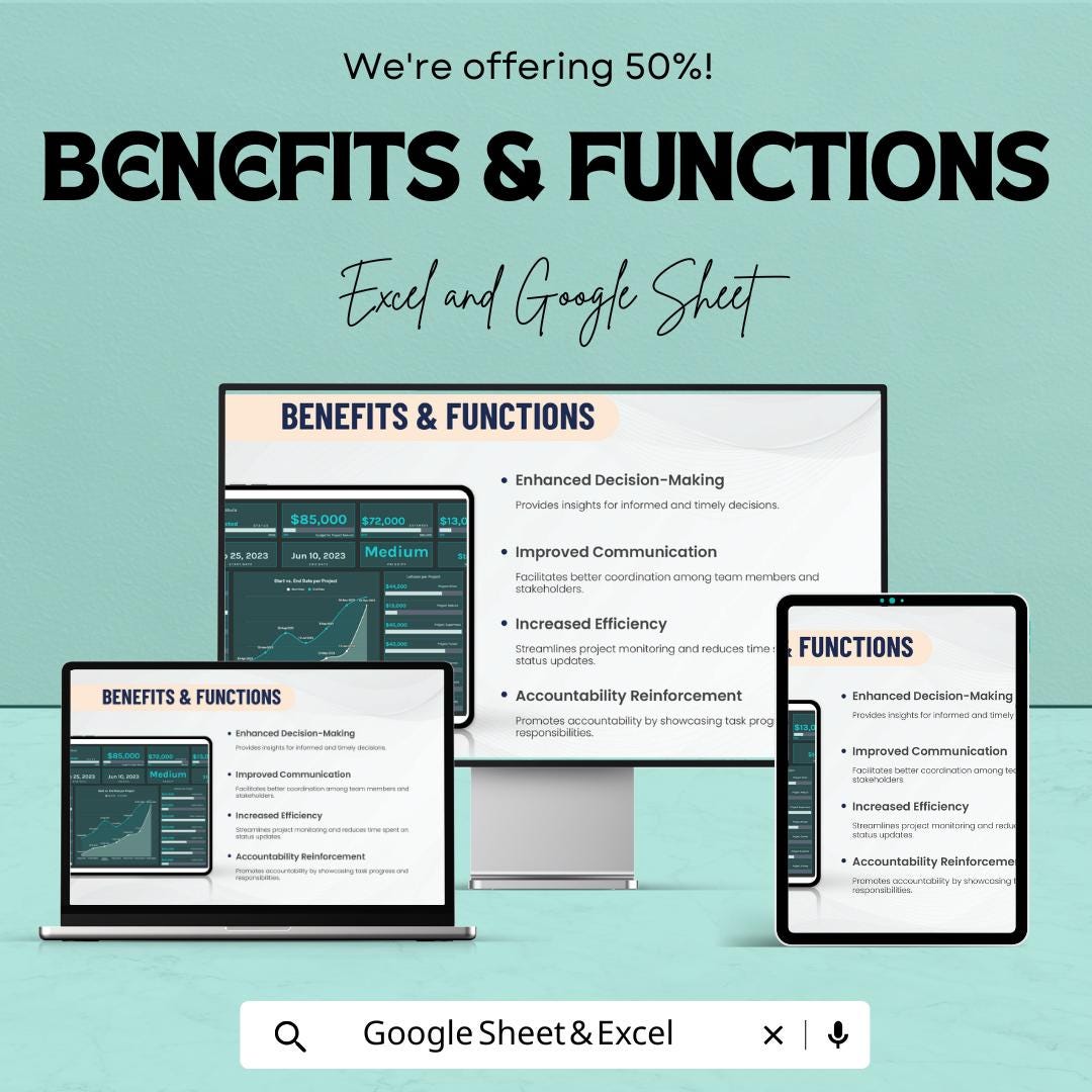 Project Management Dashboard Template | KPI Dashboard | Task and Timeline Tracker | Project Overview Template