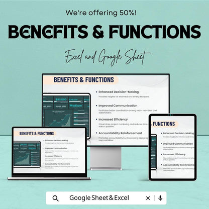 Project Management Dashboard Template | KPI Dashboard | Task and Timeline Tracker | Project Overview Template