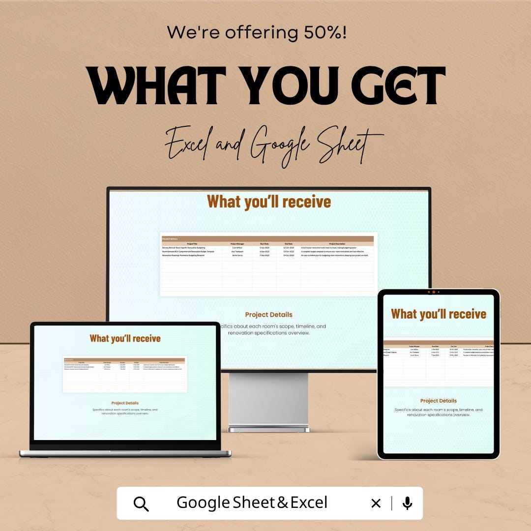 Room by Room Renovation Budget Template | Home Remodel Budget Spreadsheet | Renovation Cost Planner | House Renovation Budget Tracker |