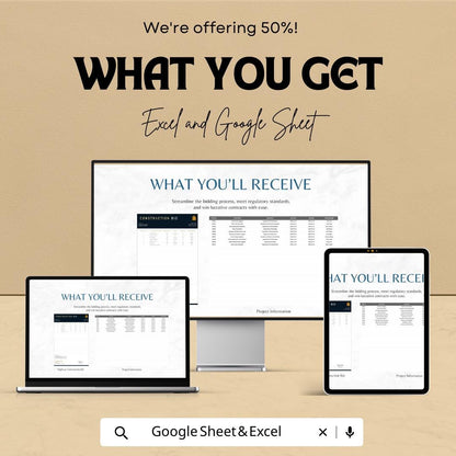 Highway Construction Bid Template | Road Construction Bid Spreadsheet | Contractor Bid Proposal Template |  Construction Estimate
