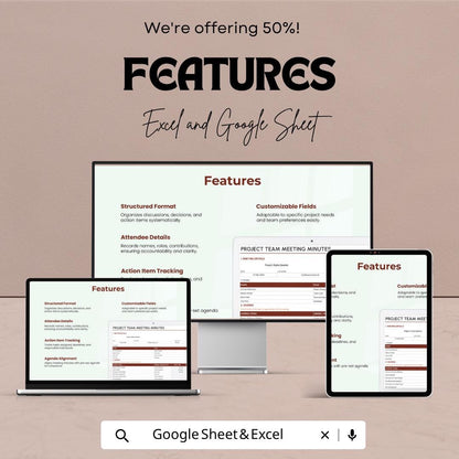 Project Team Meeting Minutes Template | Meeting Notes Spreadsheet | Team Meeting Tracker | Project Management Template |