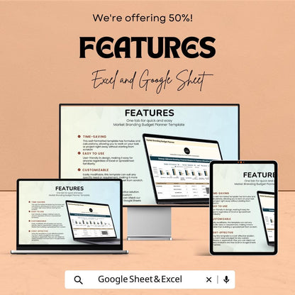 Market Branding Budget Planner Sheet | Excel Template for Financial Planning & Expense Allocation | Branding Expenses and Budget Effectively