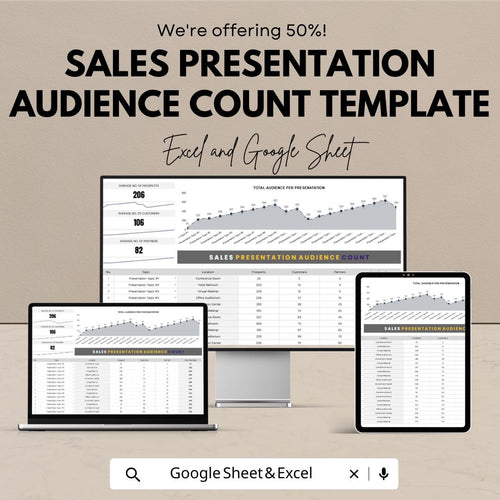 Sales Presentation Audience Count Template | Audience Tracking Spreadsheet | Sales Analytics Dashboard | Excel & Google Sheets