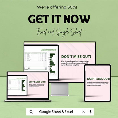 Lawn Care Estimate Template | Landscaping Estimate Template | Lawn Service Quote Template | Landscaping Pricing Sheet