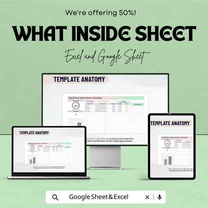 Multiple Document Tracker Template | Document Management Spreadsheet | Version Control & Deadline Tracker | Project Organizer